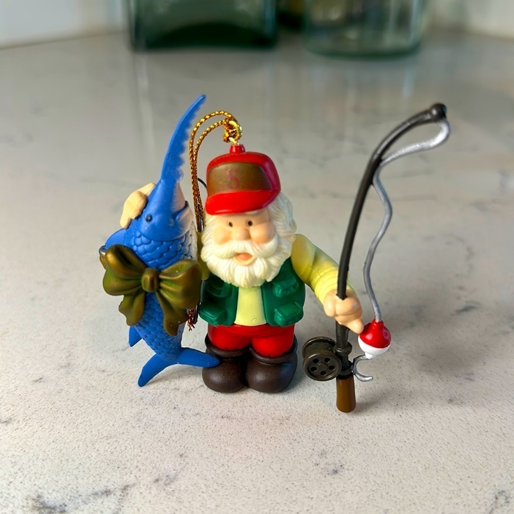 Vtg 1996 WESTMAR christmas tree decoration SANTA fisherman swordfish HOLIDAYS